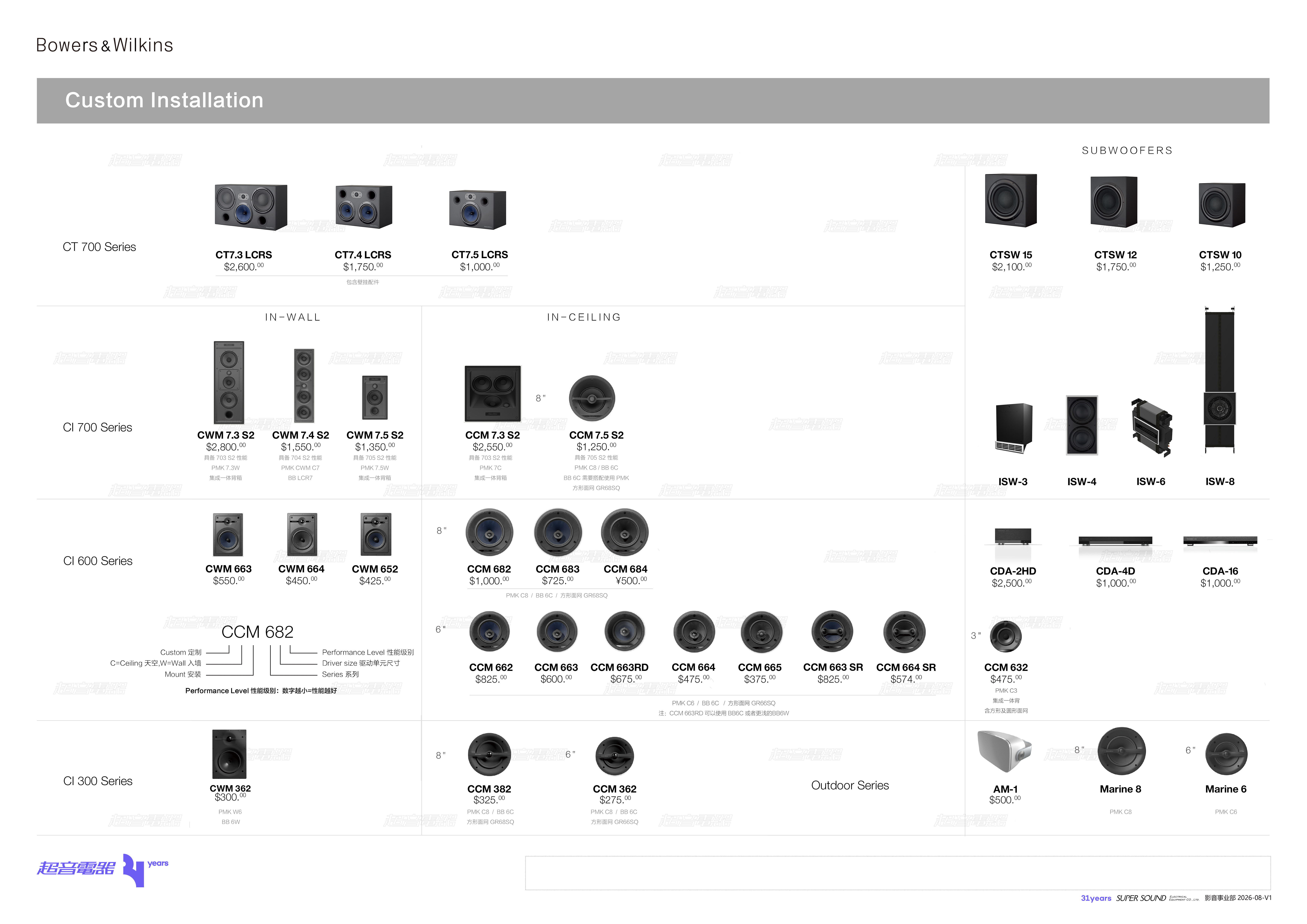 Bowers & Wilkins CI 超音代理经销品牌 定制安装产品目录。